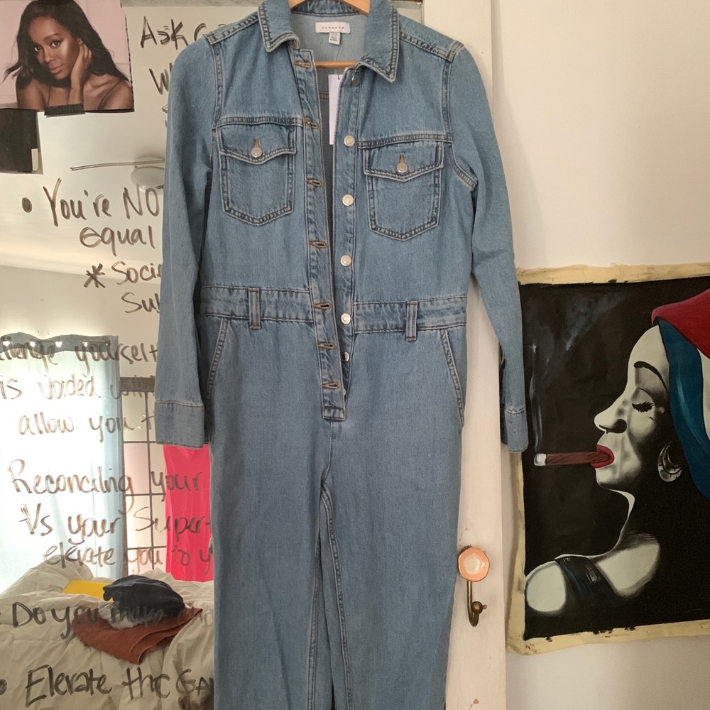 BRAND NEW Top Shop Blue Jean Jumpsuit